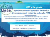 Offre d'emploi CNRS : Ingénieur en développement de services d'environnement virtuel de recherche (VRE) - candidatez jusqu'au 6 mai